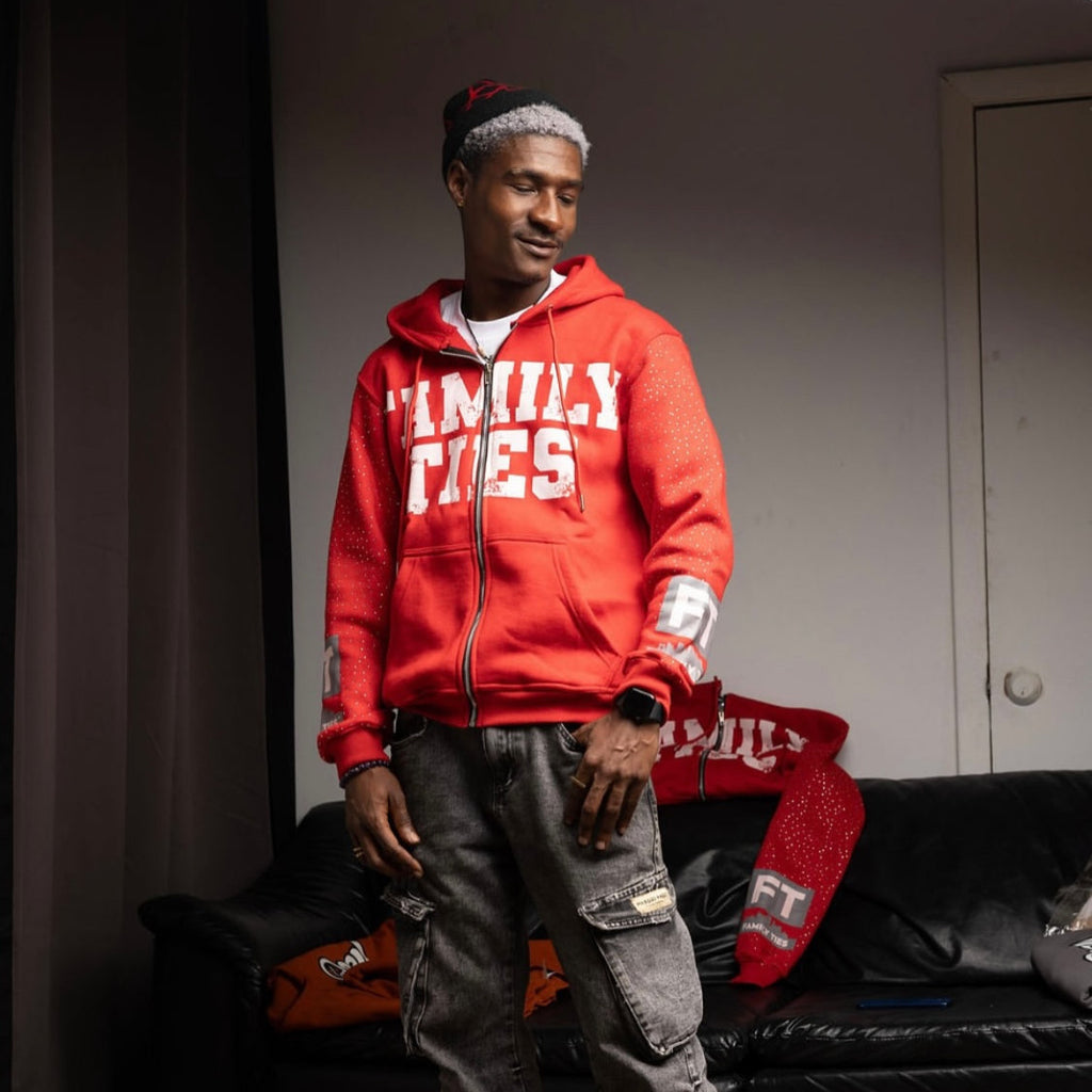 Red “ROYALTY” Rhinestone Zip-Up