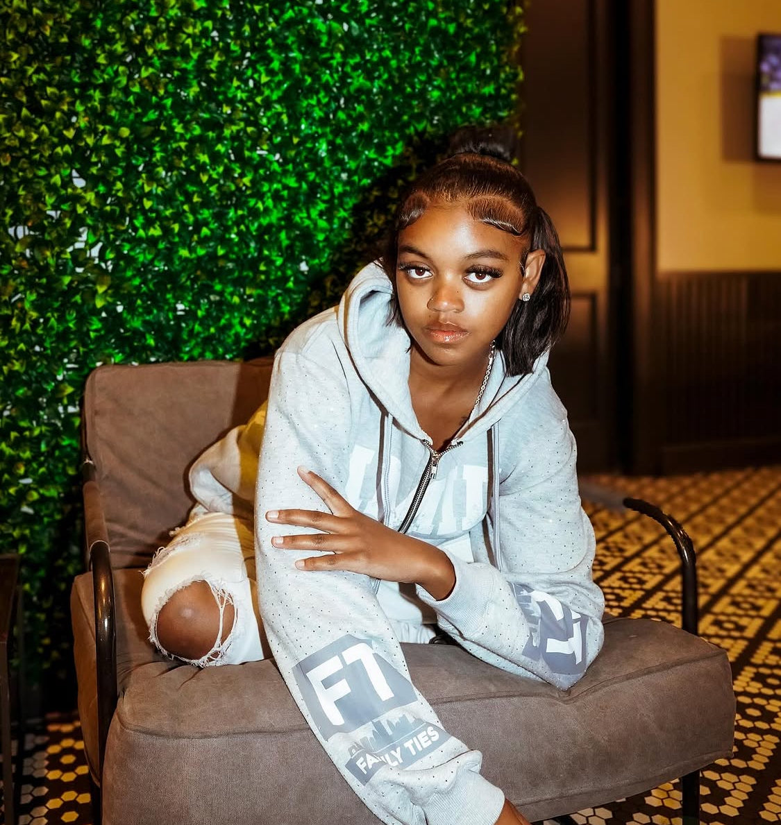 Grey “ROYALTY” Rhinestone Zip-Up