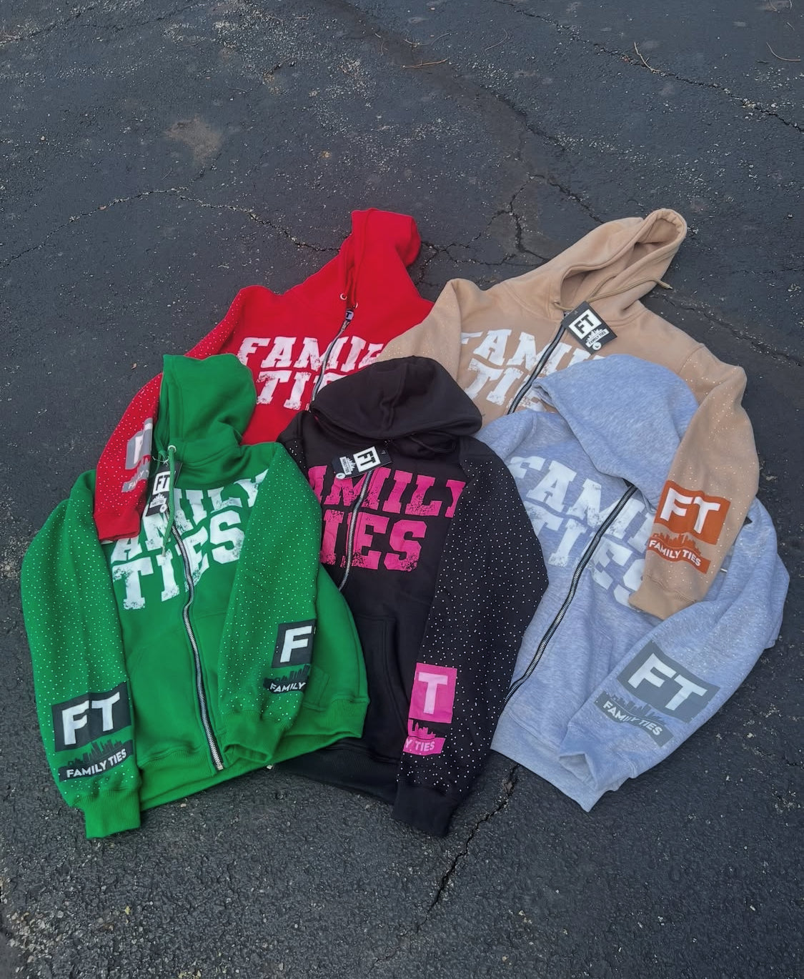 Black & Double Pink “ROYALTY” Rhinestone Zip-Up