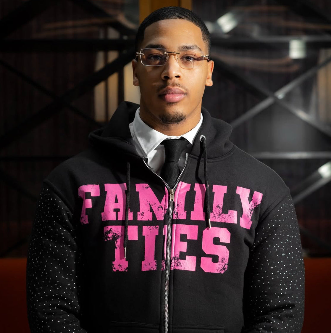 Black & Pink “ROYALTY” Rhinestone Zip-Up (Copy)