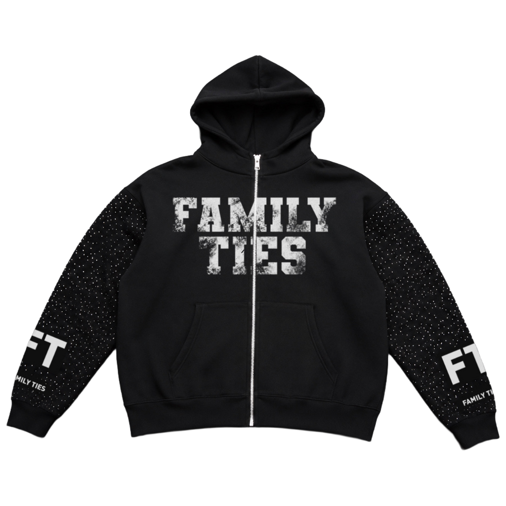 Black “ROYALTY” Rhinestone Zip-Up