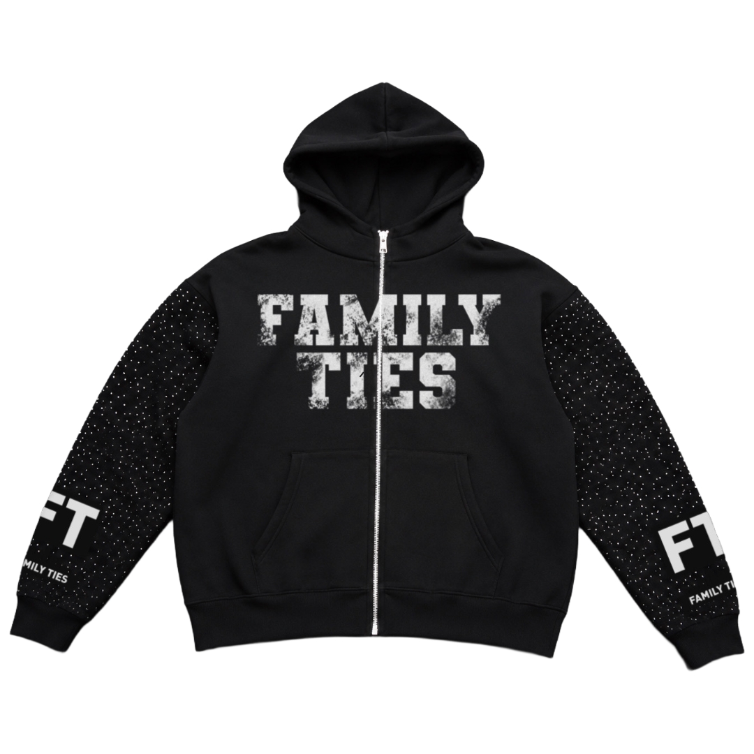 Black “ROYALTY” Rhinestone Zip-Up