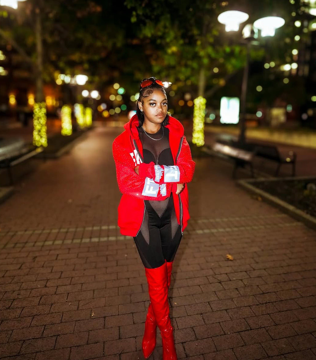Red “ROYALTY” Rhinestone Zip-Up