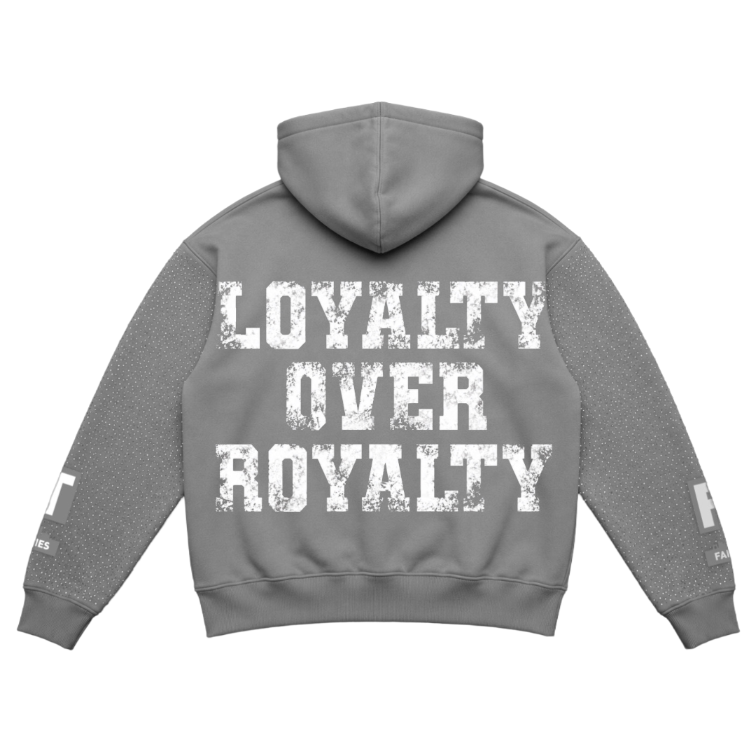 Grey “ROYALTY” Rhinestone Zip-Up