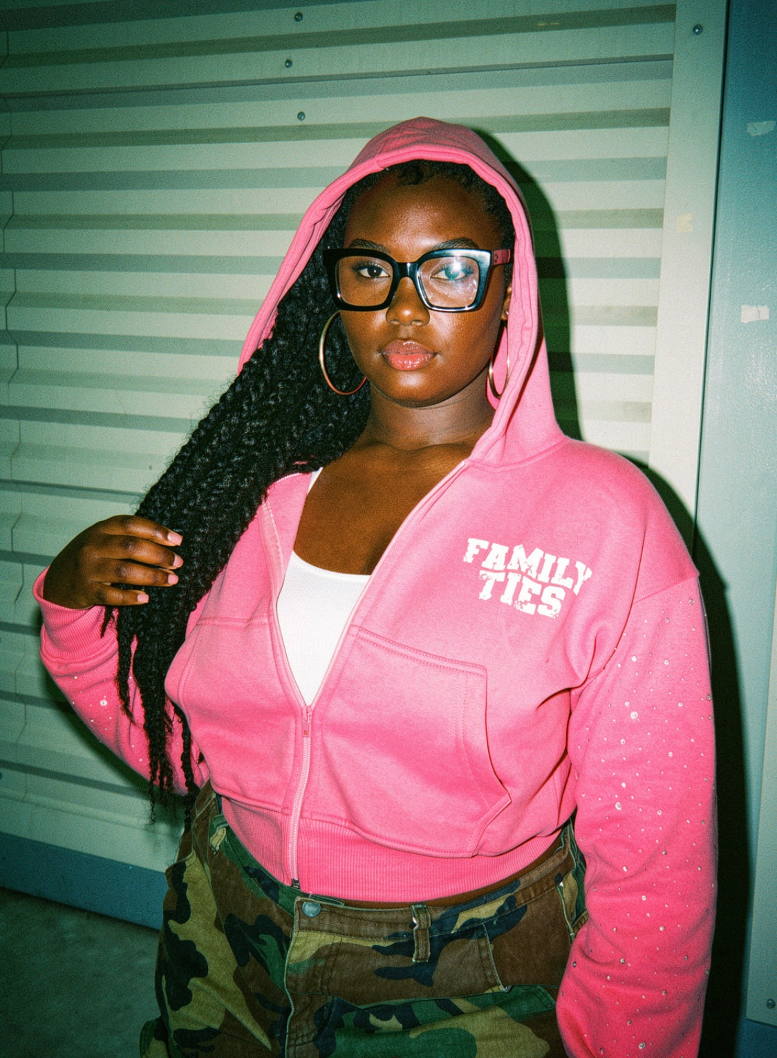 Family Ties "𝗔𝗳𝘁𝗲𝗿 𝗛𝗿𝘀" Cropped Zip-Up Hoodie 𝘉𝘶𝘣𝘣𝘭𝘦𝘨𝘶𝘮
