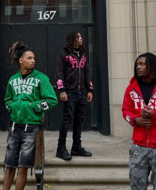 Black & Double Pink “ROYALTY” Rhinestone Zip-Up