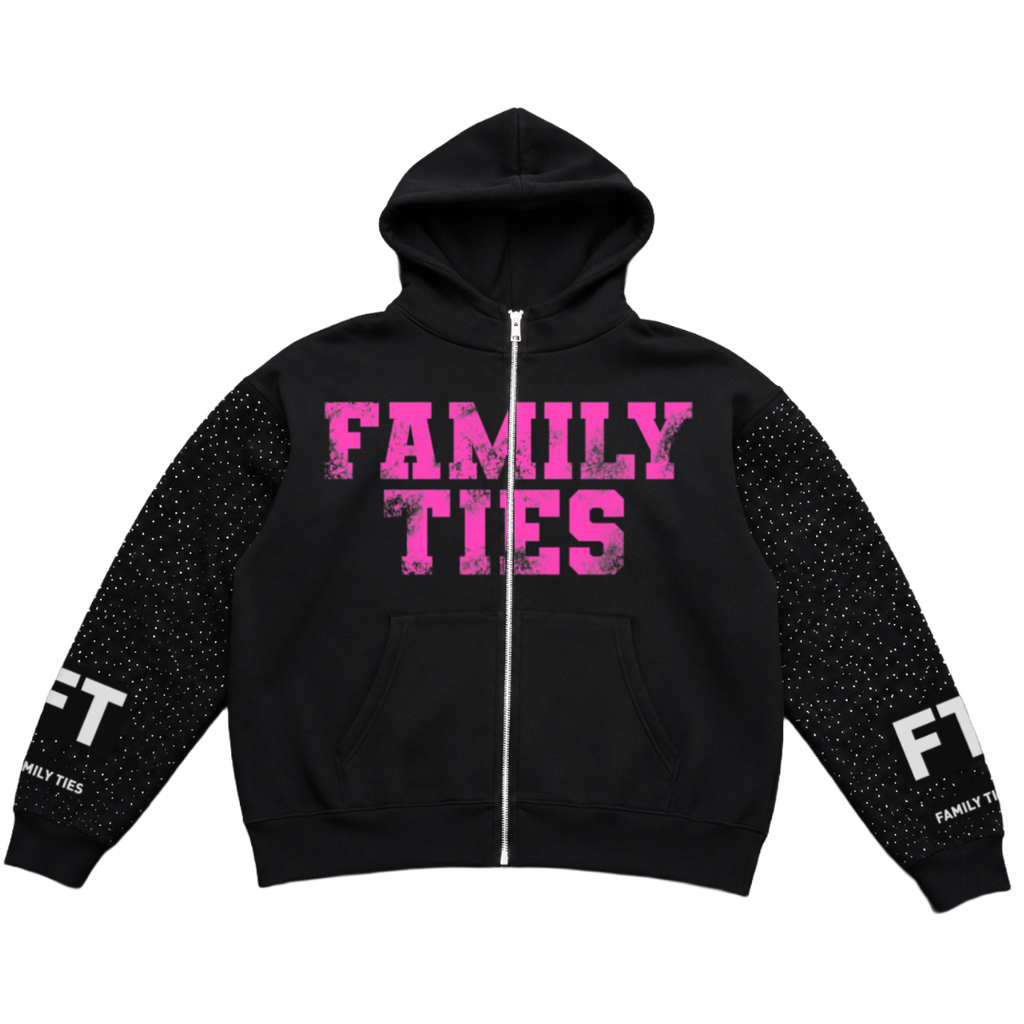 Black & Pink “ROYALTY” Rhinestone Zip-Up (Copy)