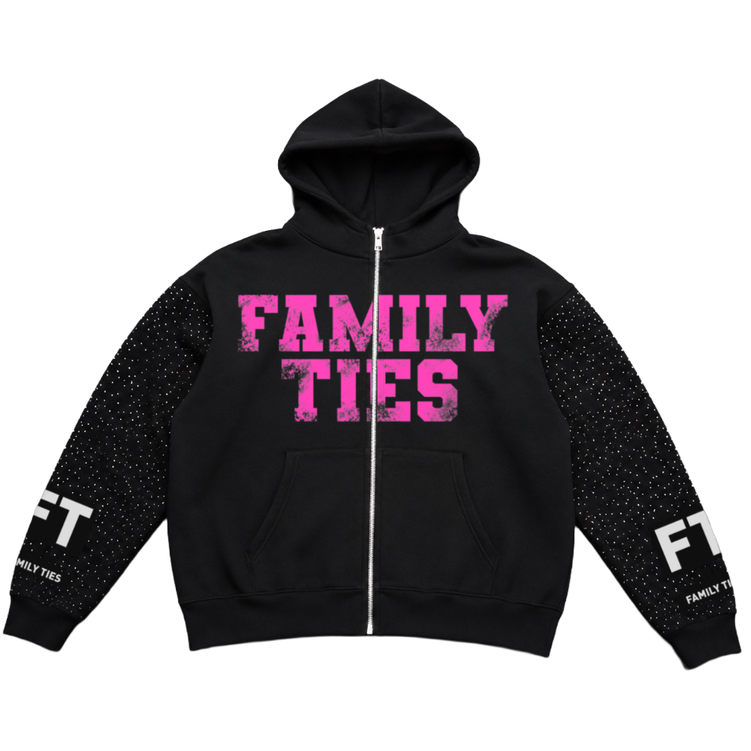 Black & Pink “ROYALTY” Rhinestone Zip-Up (Copy)