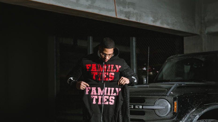 Black & Red “ROYALTY” Rhinestone Zip-Up