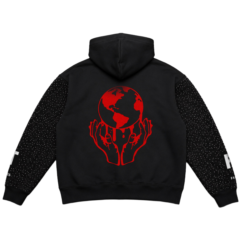 Black & Red “ROYALTY” Rhinestone Zip-Up