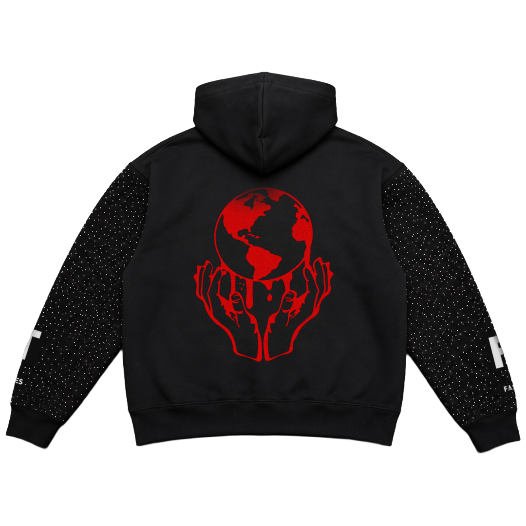 Black & Red “ROYALTY” Rhinestone Zip-Up