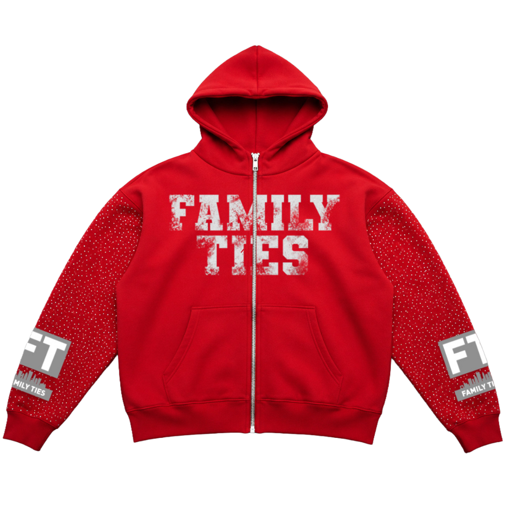 Red “ROYALTY” Rhinestone Zip-Up