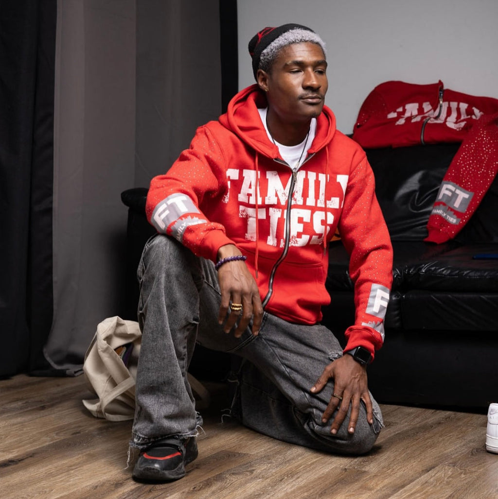 Red “ROYALTY” Rhinestone Zip-Up