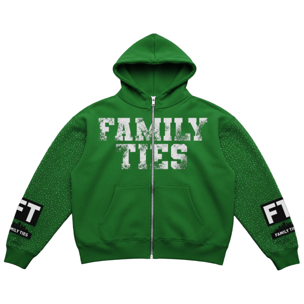 Green “ROYALTY” Rhinestone Zip-Up