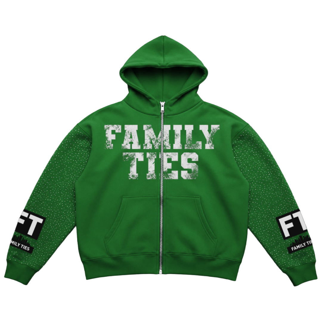 Green “ROYALTY” Rhinestone Zip-Up